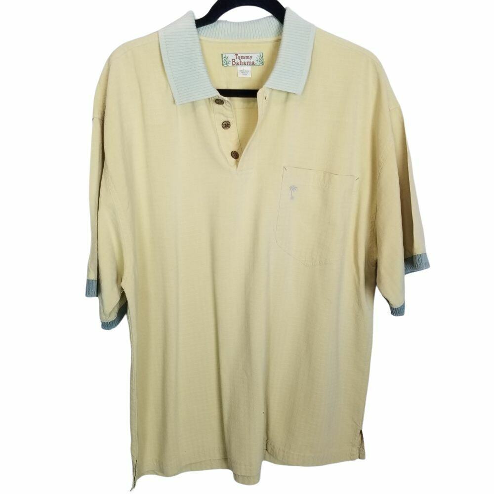 Tommy Bahama Mens Silk Polo Shirt Size L Resortwear Hawaiian Beach Vacation